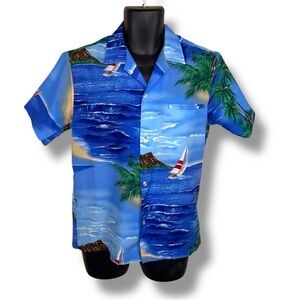 Vintage Shoreline Hawaii Mens Shirt Button Front Short Sleeve Medium Tropical